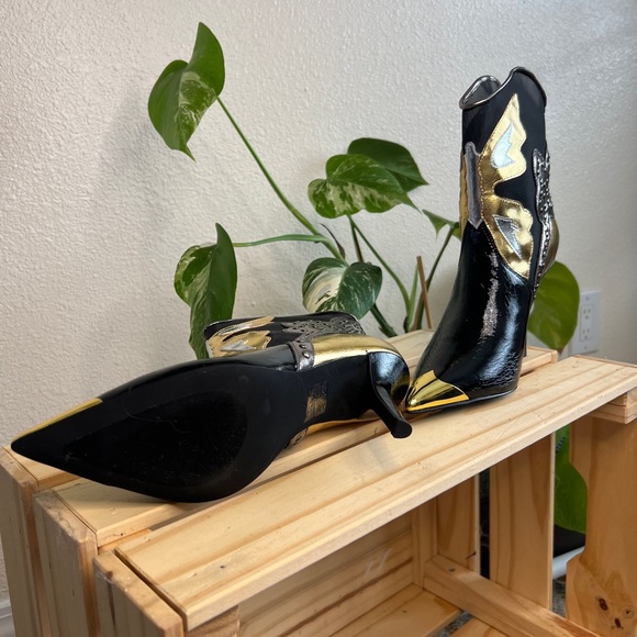 NWT | Jeffrey Campbell Nevertheless Western Ankle Boot | Black, Gold, Silver - Picture 4 of 6